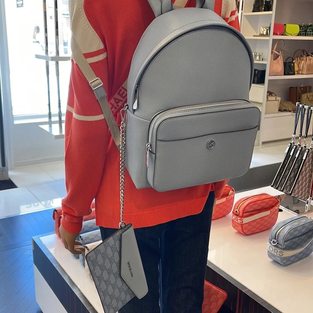 MICHAEL KORS Maisie Medium Pebbled Leather 2-in-1 Backpack Denim NWT